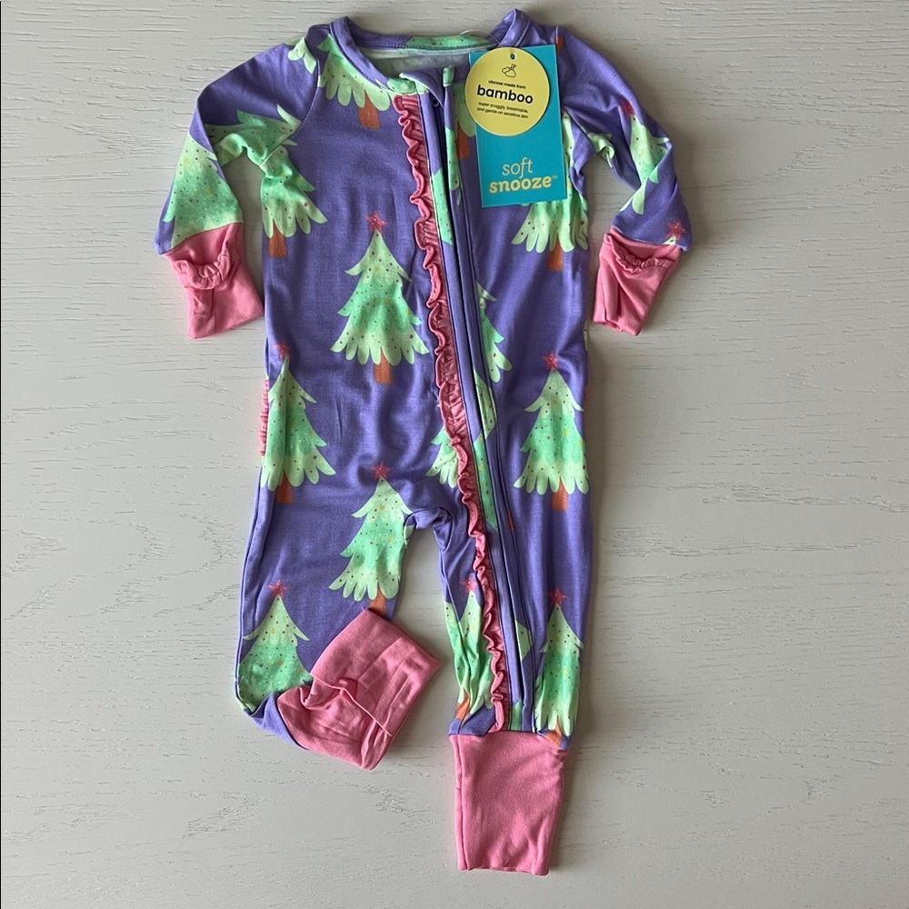 🎄Rufflebutts Christmas Trees Bamboo Romper Newborn 0-3 18-24 months